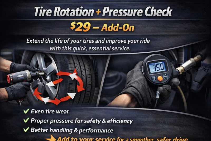 Tire Rotation + Pressure Check